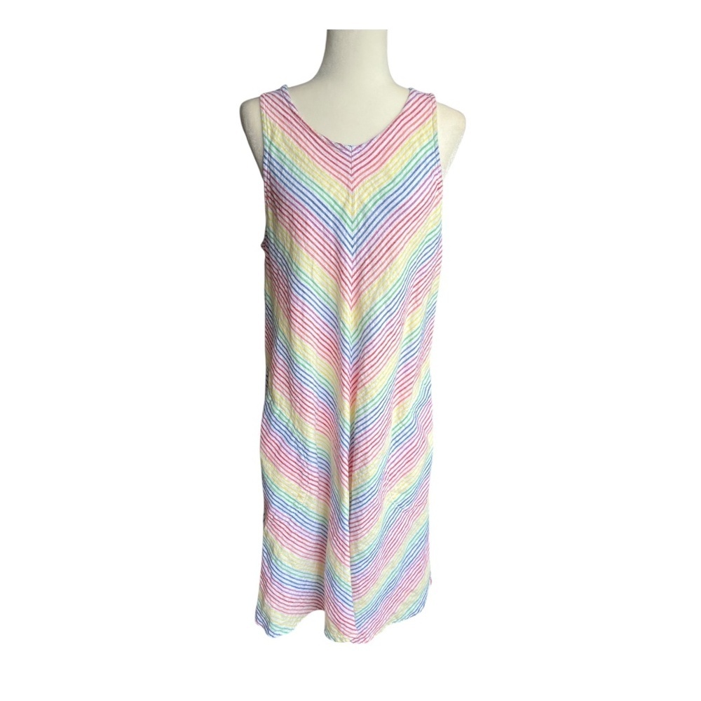 Land's End Rainbow Linen Shift Dress Large (14-16)
